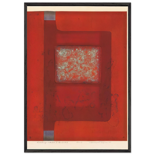 Dialogue With Red B - 1975 - Hiroyuki Tajima 70x100 cm / 28x40 inches Framed Art Print – Black Wooden Frame