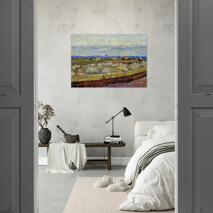 Peach Trees in Blossom - Vincent van Gogh Brushed Aluminum Print - 70x100 cm / 28x40 inches | Vincent van Gogh Aluminum Print | Vincent van Gogh Prints