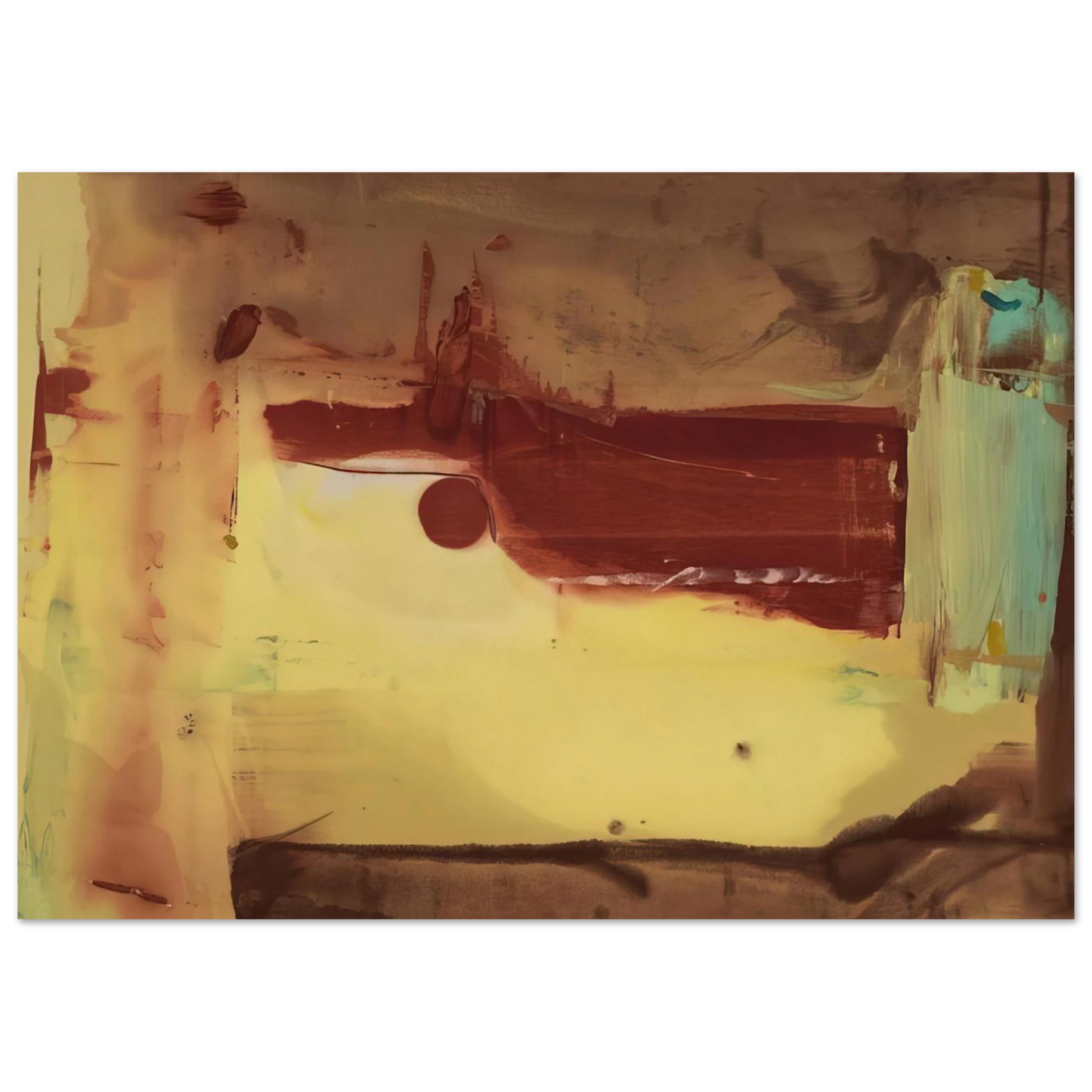 Helen Frankenthaler - Desert Pass - 1976 Wall art - 28x43  cm / XL (11x17 inches) - Premium Wooden Framed Poster With Fine Art Paper-canvas - White frame