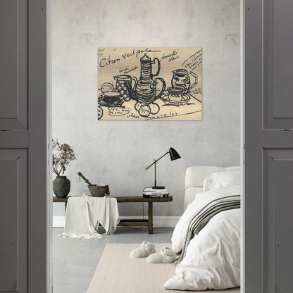Still Life with Coffee Pot - Vincent van Gogh Brushed Aluminum Print - 70x100 cm / 28x40 inches | Vincent van Gogh Aluminum Print | Vincent van Gogh Prints