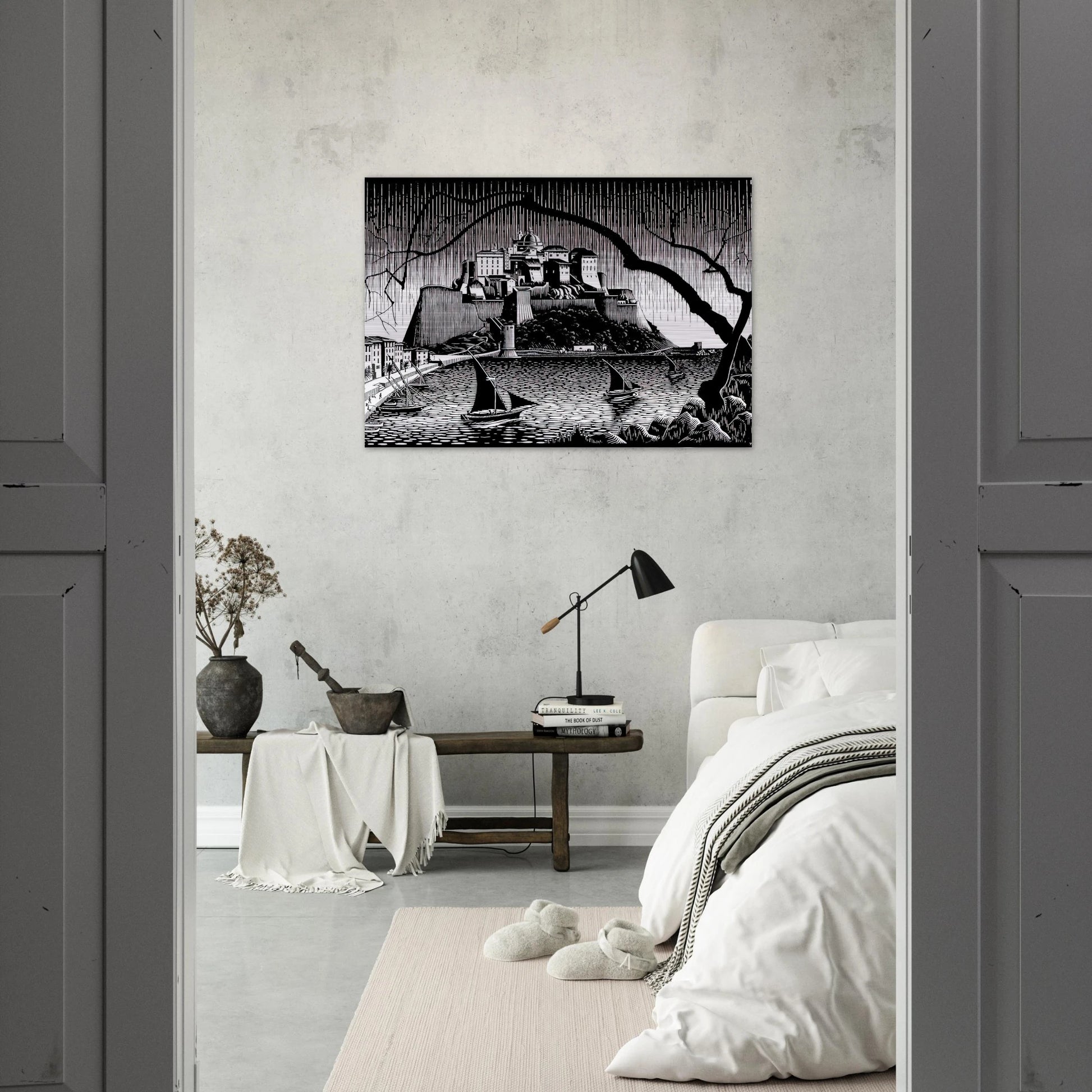 CITADEL OF CALVI CORSICA - MC Escher Brushed Aluminum Print - 70x100 cm / 28x40 inches | MC Escher Aluminum Print | MC Escher Prints