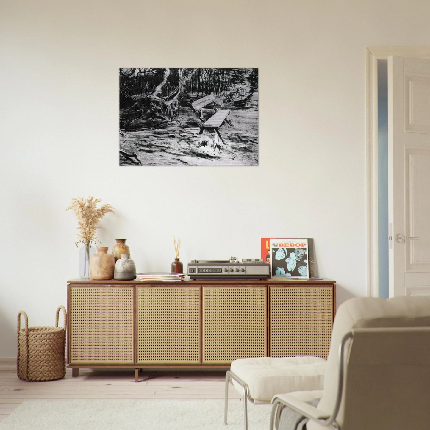 Bench in a Wood - Vincent van Gogh Brushed Aluminum Print - 70x100 cm / 28x40 inches | Vincent van Gogh Aluminum Print | Vincent van Gogh Prints