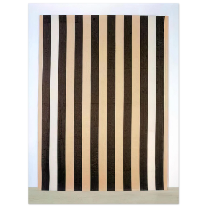 Daniel Buren - Peinture acrylique blanche sur tissu rayÃƒÂ© blanc et marron - 1972  75x100 cm / 30x40inches Fine Art Poster
