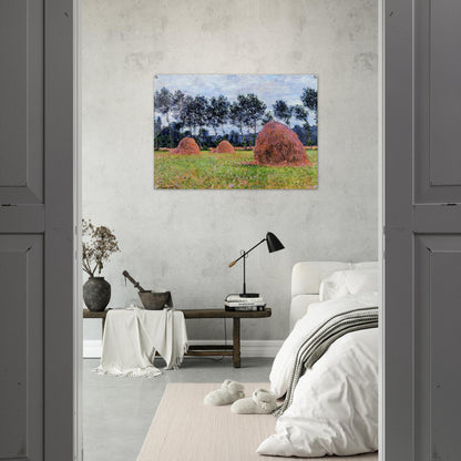 Haystacks, Overcast Day - claude monet Acrylic Print - 70x100 cm / 28x40″ inches | claude monet Wall Art | claude monet Prints