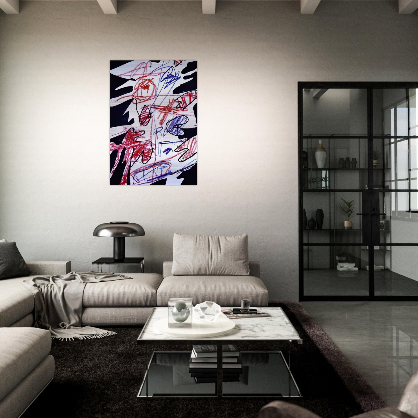 ACTIVATION XLVII - Jean Dubuffet Brushed Aluminum Print - 70x100 cm / 28x40 inches | Jean Dubuffet Aluminum Print | Jean Dubuffet Prints