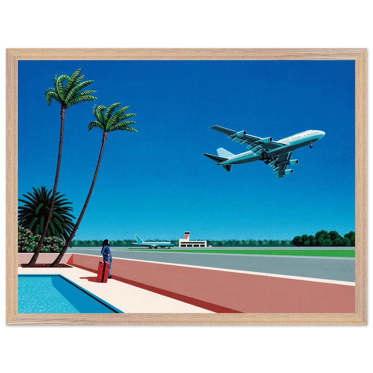 Hiroshi Nagai - Finest B-R-E-E-Z-E Takeoff Wall Art - 30x40 cm / 12x16 inches - Premium Wooden Framed Poster With Fine Art Paper - White frame
