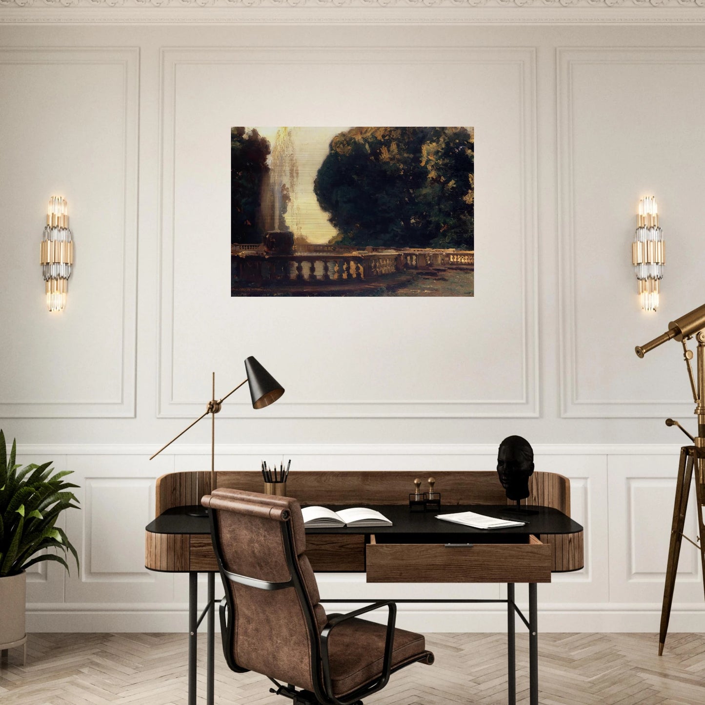 Villa Torlonia, Fountain - John Singer Sargent Brushed Aluminum Print - 70x100 cm / 28x40 inches | John Singer Sargent Aluminum Print | John Singer Sargent Prints