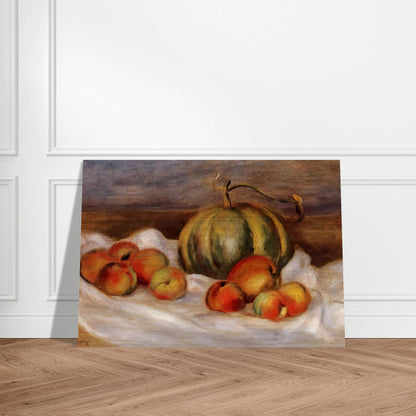 Still Life with Cantalope and Peaches - Pierre-Auguste Renoir Brushed Aluminum Print - 70x100 cm / 28x40 inches | Pierre-Auguste Renoir Aluminum Print | Pierre-Auguste Renoir Prints