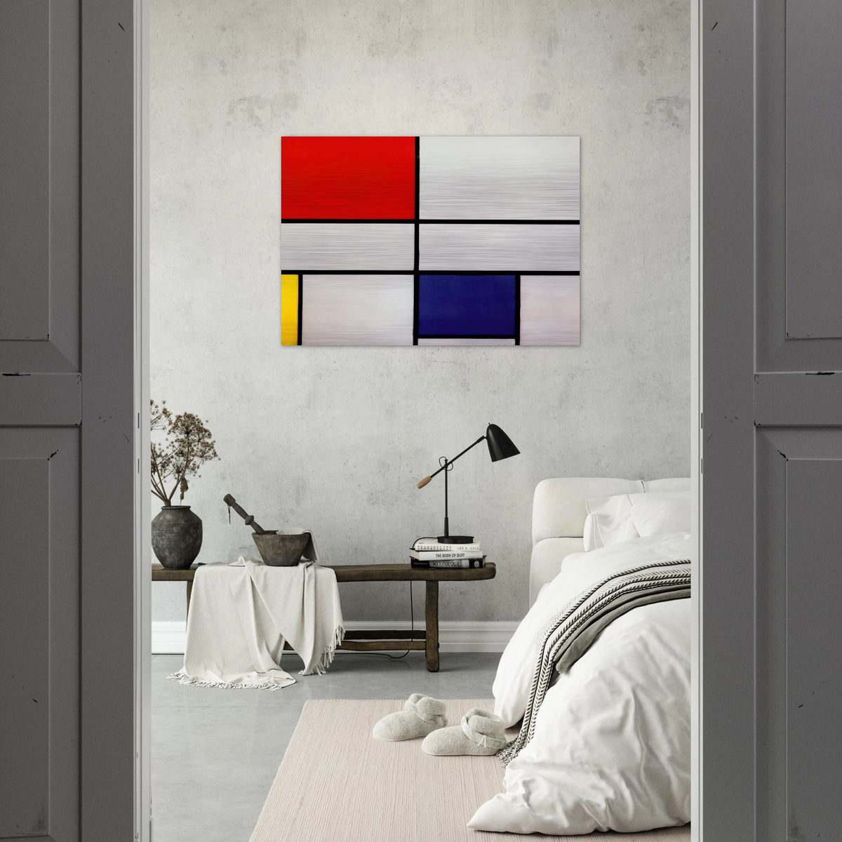 Composition C No.III with Red, Yellow and Blue - Piet Mondrian Brushed Aluminum Print - 70x100 cm / 28x40 inches | Piet Mondrian Aluminum Print | Piet Mondrian Prints