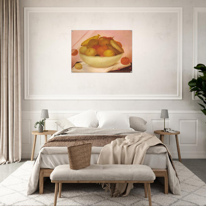 STILL LIFE WITH ORANGE FALLING - Fernando Botero Acrylic Print - 70x100 cm / 28x40″ inches