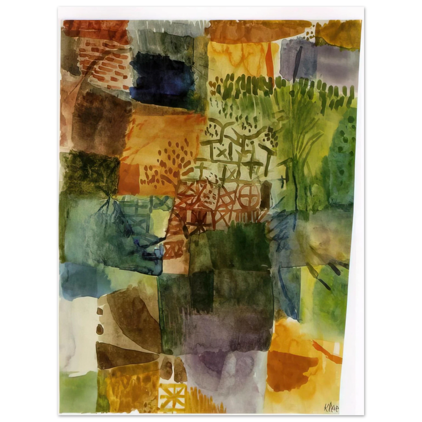 Paul Klee - REMEMBRANCE OF A GARDEN 1914  75x100 cm / 30x40inches Fine Art Poster