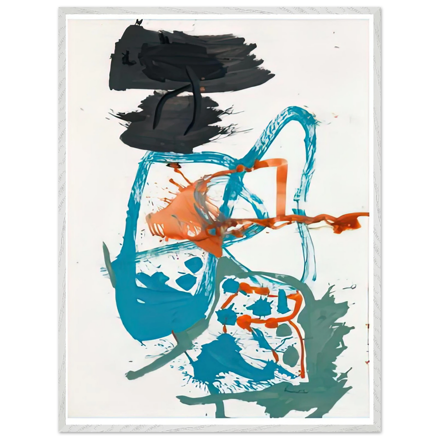 Helen Frankenthaler - Winter Figure with Black Overhead, 1959- Wall Art - 21x29.7 cm / 8x12" - Premium Wooden Framed Poster With Fine Art Paper-canvas - Black frame