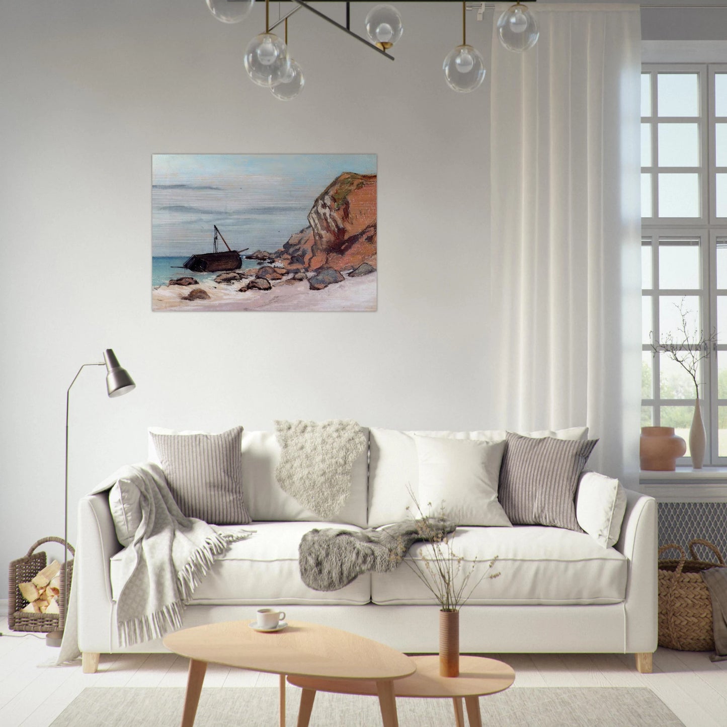 Saint-Adresse, Beached Sailboat - claude monet Brushed Aluminum Print - 70x100 cm / 28x40 inches | claude monet Aluminum Print | claude monet Prints