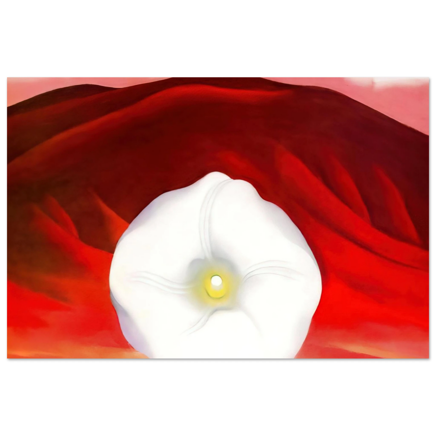 Georgia O'Keeffe - Red hills and white flower Fine Art Poster