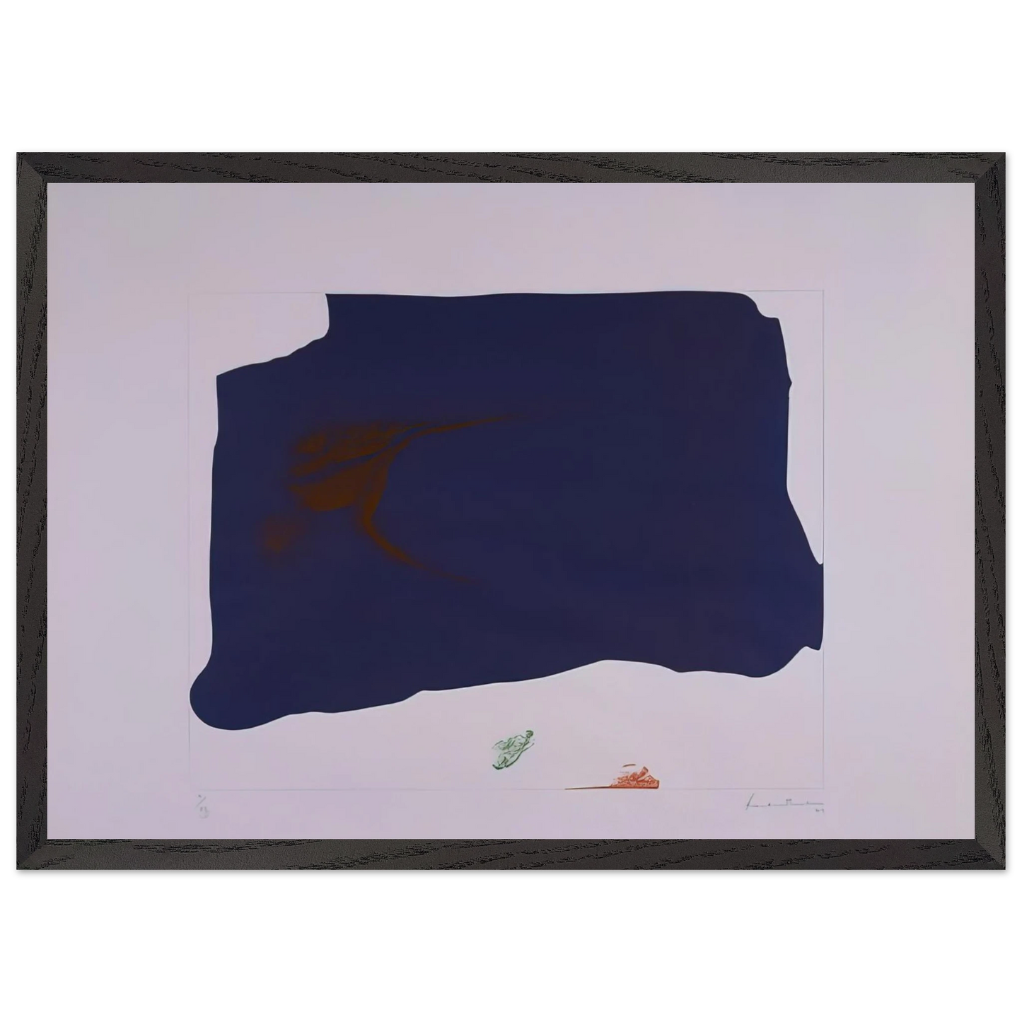 Helen Frankenthaler - Variation II on Mauve Corner - 1969 Wall art - 50x50 cm / 20x20 inches - Premium Wooden Framed Poster With Fine Art Paper-canvas - Black frame