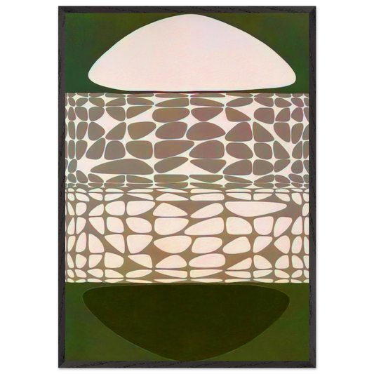 Meandres Belle-Isle - 1951 - Victor Vasarely 70x100 cm / 28x40 inches Framed Art Print – Black Wooden Frame