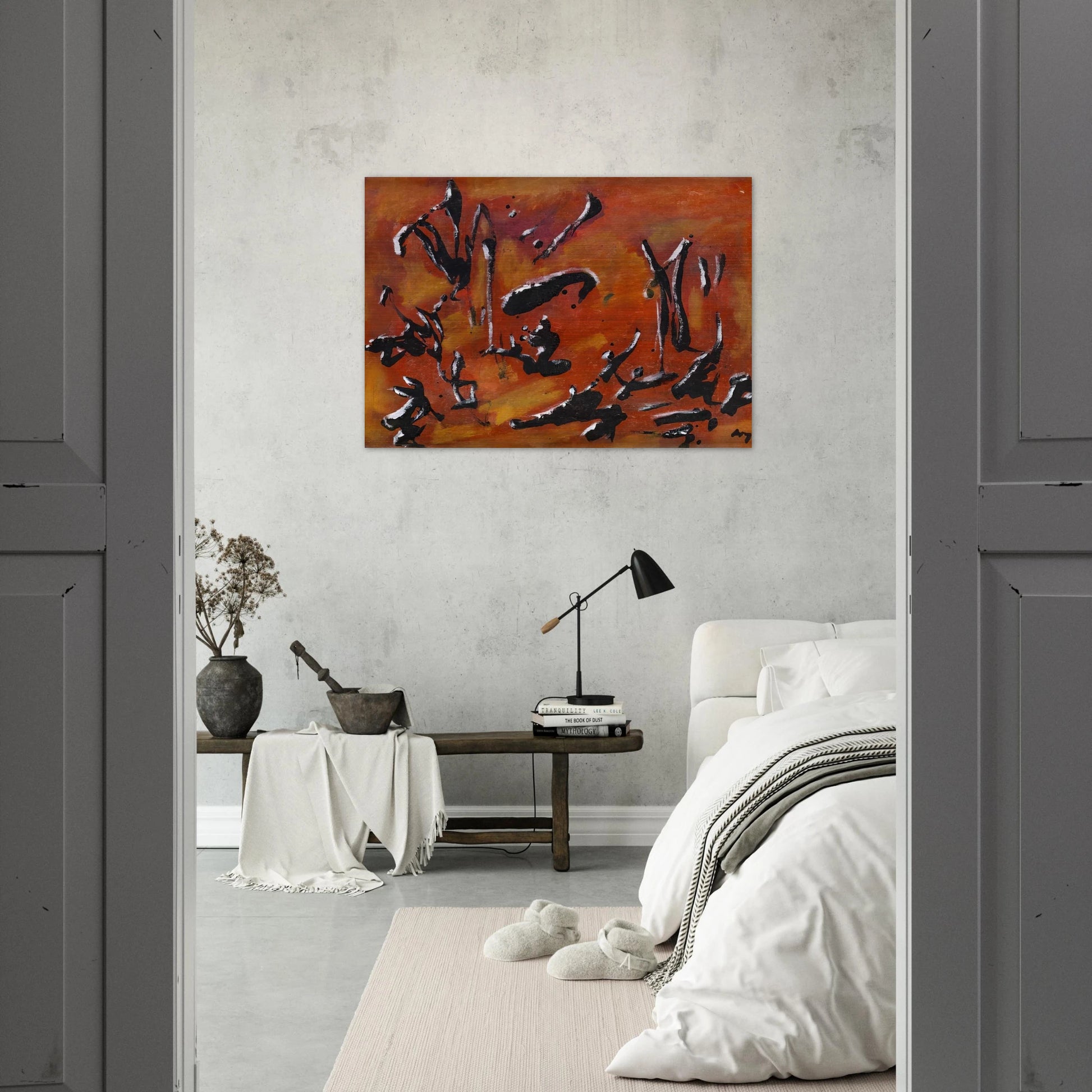 RED ABSTRACT COMPOSITION - Henri Michaux Brushed Aluminum Print - 70x100 cm / 28x40 inches | Henri Michaux Aluminum Print | Henri Michaux Prints