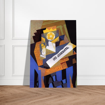 NEWSPAPER AND FRUIT DISH 1916 - Juan Gris Brushed Aluminum Print - 70x100 cm / 28x40 inches | Juan Gris Aluminum Print | Juan Gris Prints