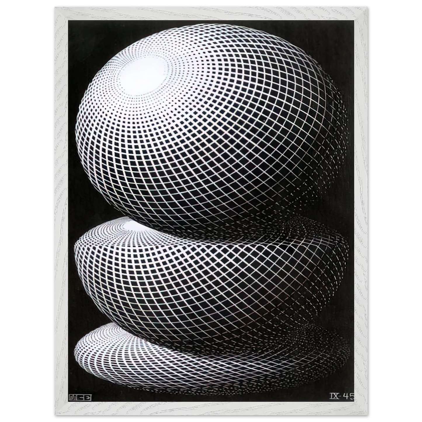 MC Escher - THREE SPHERES I SCHEME Wall Art - 30x40 cm / 12x16 inches - Fine Art Poster-canvas - -