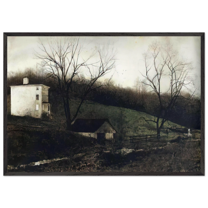 EVENING AT KUERNERS - Andrew Wyeth 70x100 cm / 28x40 inches Framed Art Print – Black Wooden Frame