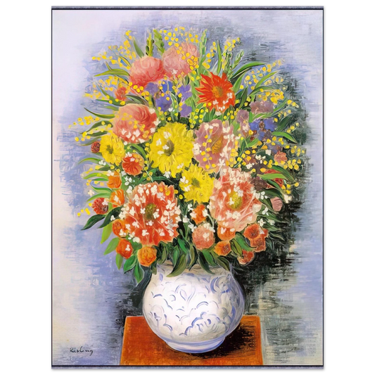 Moise Kisling - BOUQUET OF VARIOUS FLOWERS AND MIMOSA  75x100 cm / 30x40inches Fine Art Poster