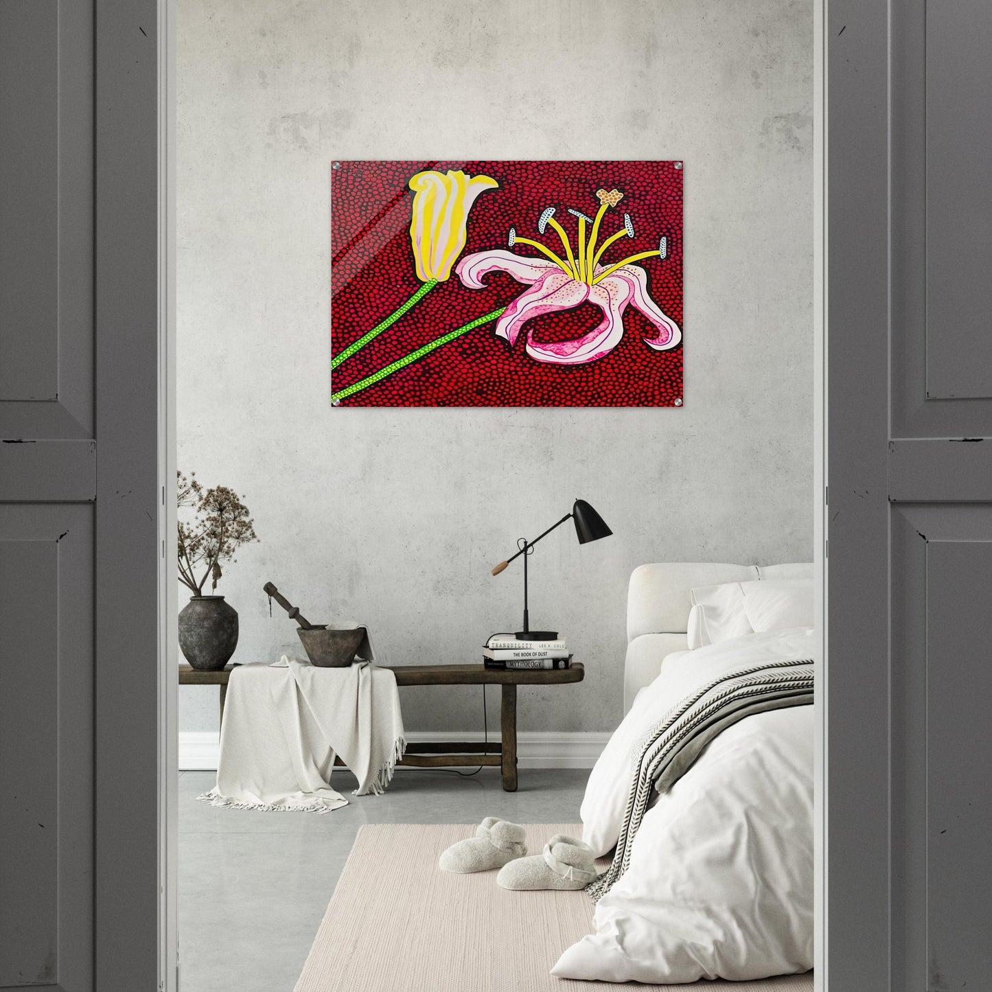 READY TO BLOSSOM IN THE MORNING 1989 - Yayoi Kusama Acrylic Print - 70x100 cm / 28x40″ inches