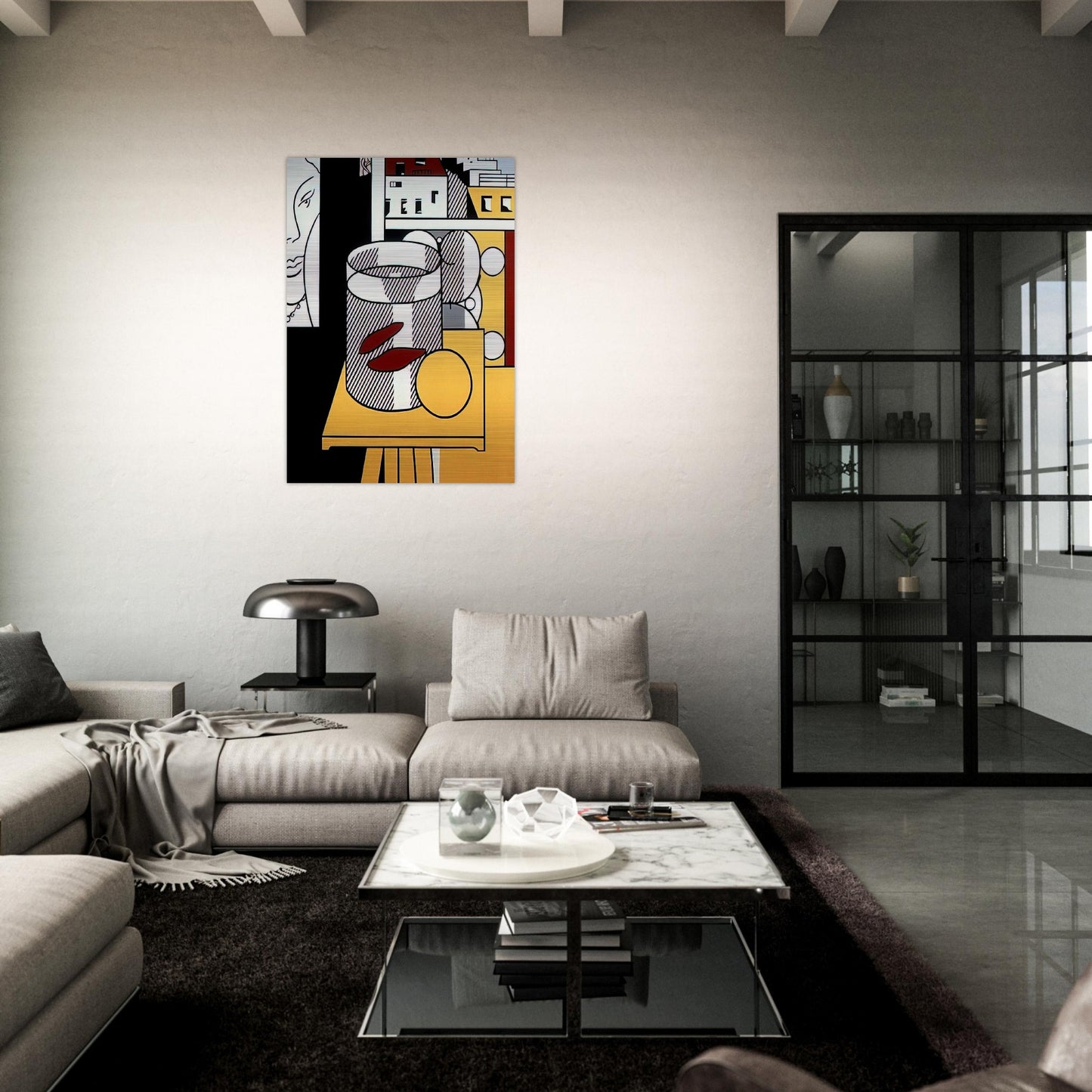 STILL LIFE WITH GOLDFISH 1974 - Roy Lichtenstein Brushed Aluminum Print - 70x100 cm / 28x40 inches | Roy Lichtenstein Aluminum Print | Roy Lichtenstein Prints