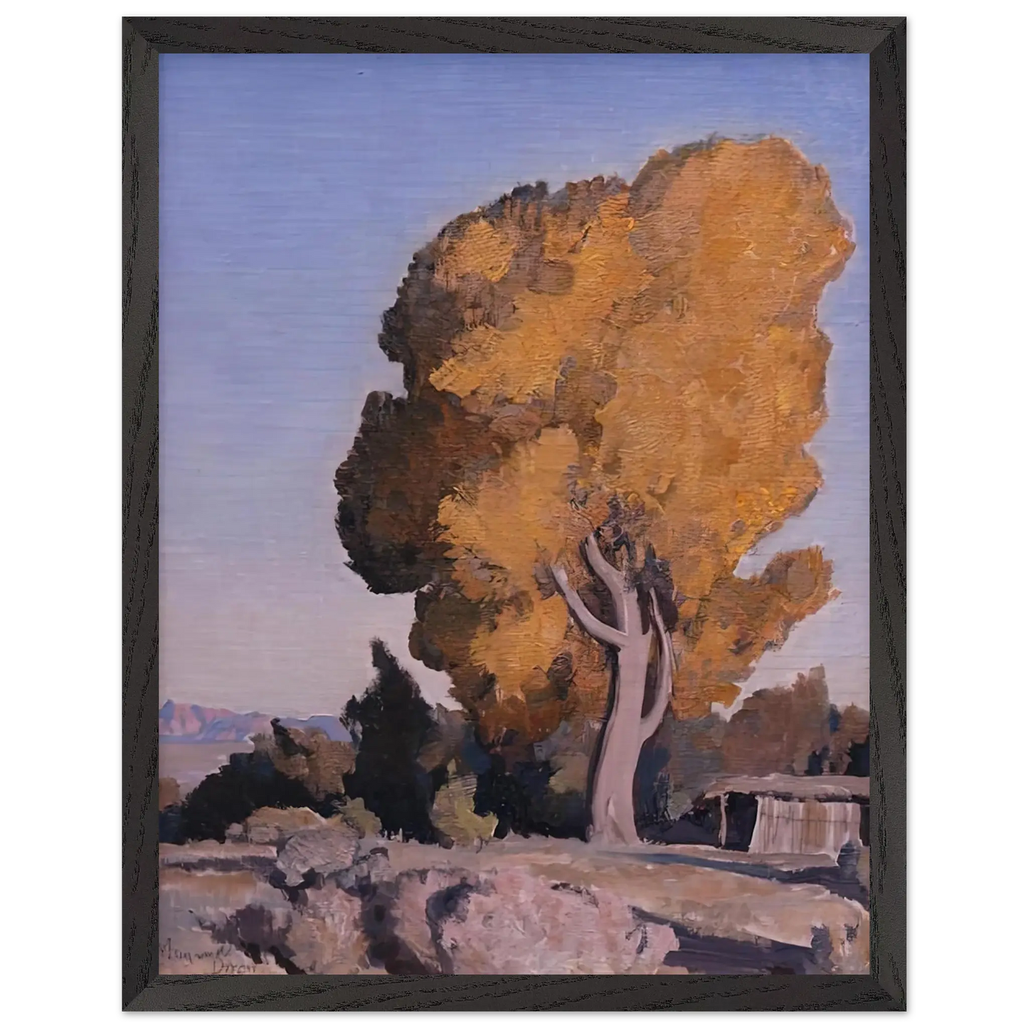 Maynard Dixon - LOW COUNTRY COTTONWOOD 1940 Wall art - 60x80 cm / 24x32 Inches - Premium Wooden Framed Poster With Fine Art Paper - Black frame