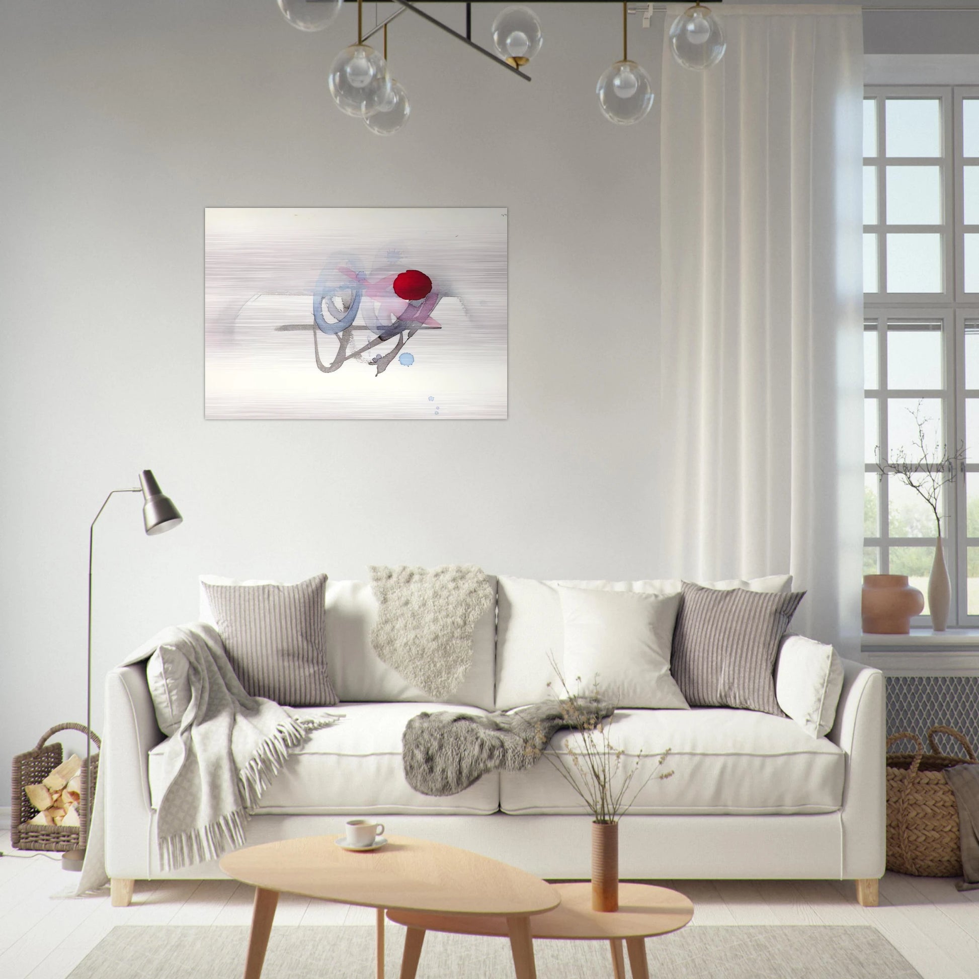 UNTITLED RED BLACK PINK AND BLUE - Luis Feito Brushed Aluminum Print - 70x100 cm / 28x40 inches | Luis Feito Aluminum Print | Luis Feito Prints