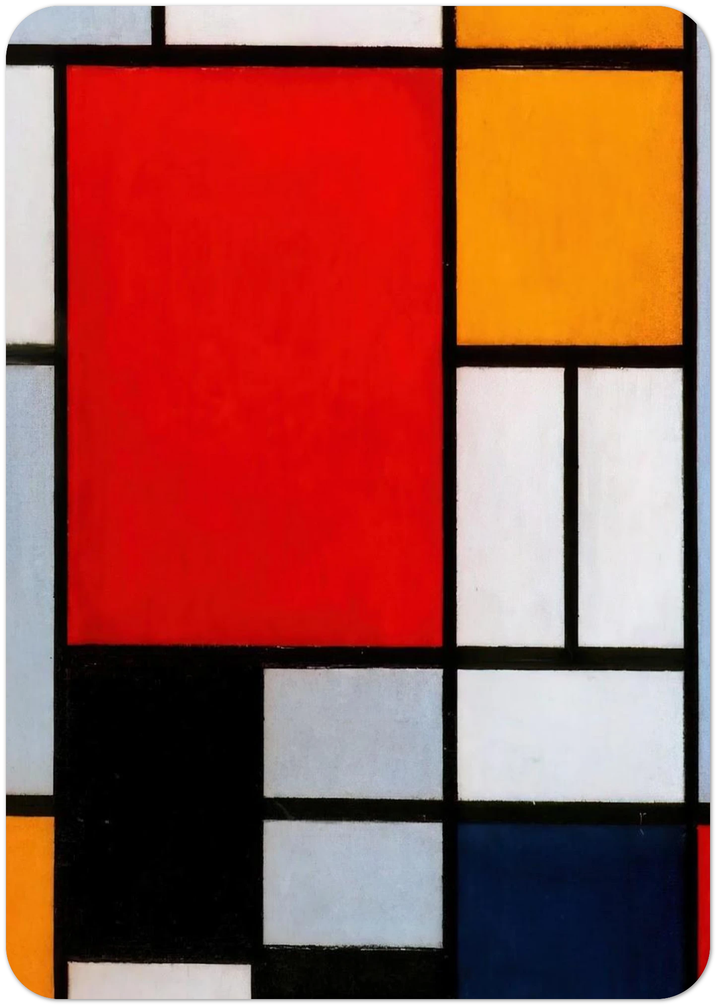 Composition with Large Red Plane, Yellow, Black, Gray and Blue By Piet Mondrian Pack of 10 Post Cards | Piet Mondrian Post Cards | A6 (10.5 x 14.8 cm) - 4.1 x 5.8 inches