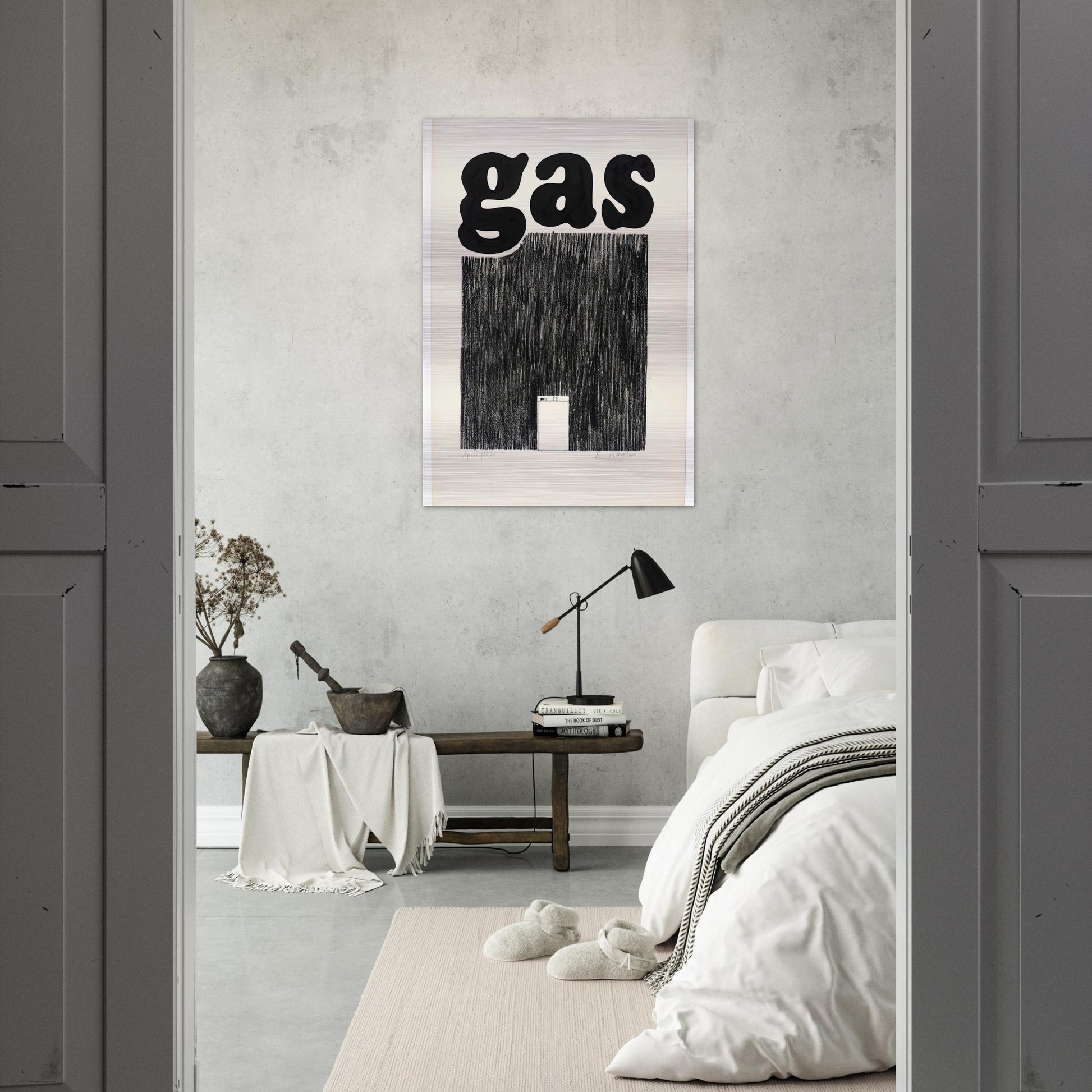 GAS 1962 - Edward Ruscha Brushed Aluminum Print - 70x100 cm / 28x40 inches | Edward Ruscha Aluminum Print | Edward Ruscha Prints