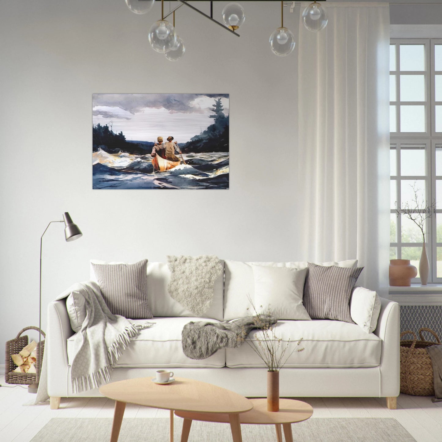 CANOE IN THE RAPIDS - Winslow Homer Brushed Aluminum Print - 70x100 cm / 28x40 inches | Winslow Homer Aluminum Print | Winslow Homer Prints