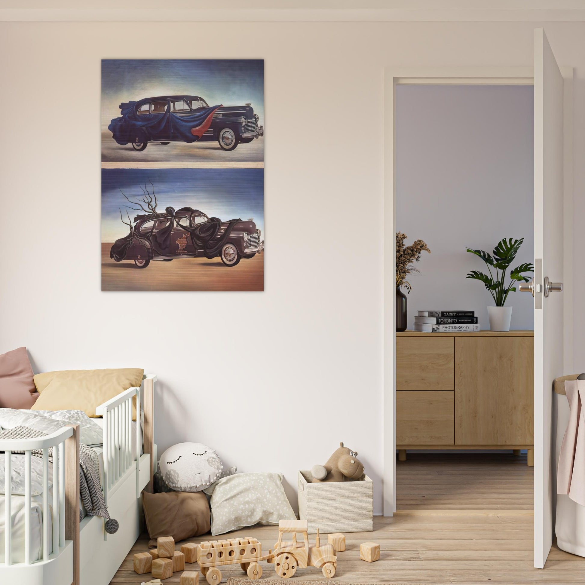 CAR CLOTHING CLOTHED AUTOMOBILE - Salvador Dali Brushed Aluminum Print - 70x100 cm / 28x40 inches | Salvador Dali Aluminum Print | Salvador Dali Prints