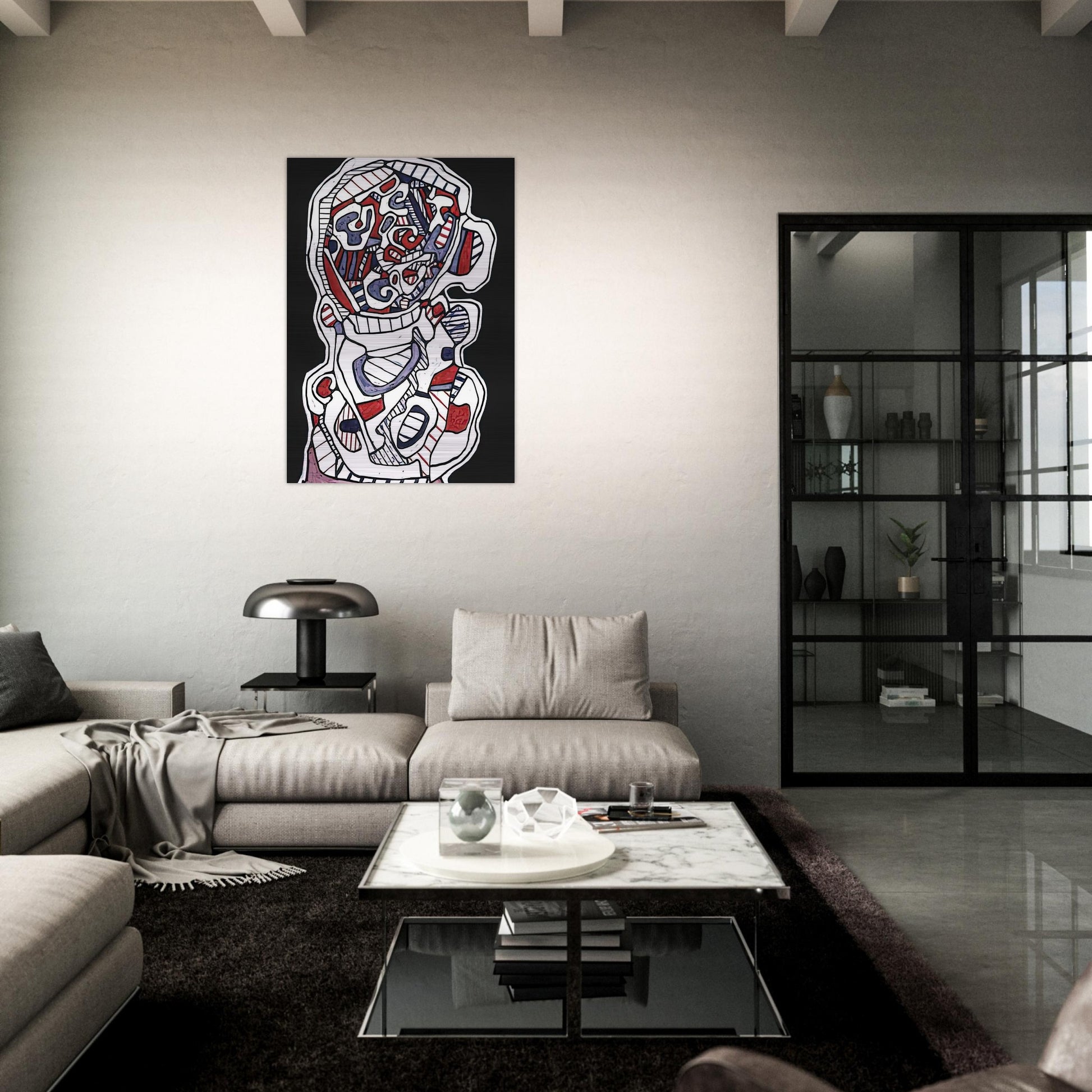 TEA VII - Jean Dubuffet Brushed Aluminum Print - 70x100 cm / 28x40 inches | Jean Dubuffet Aluminum Print | Jean Dubuffet Prints