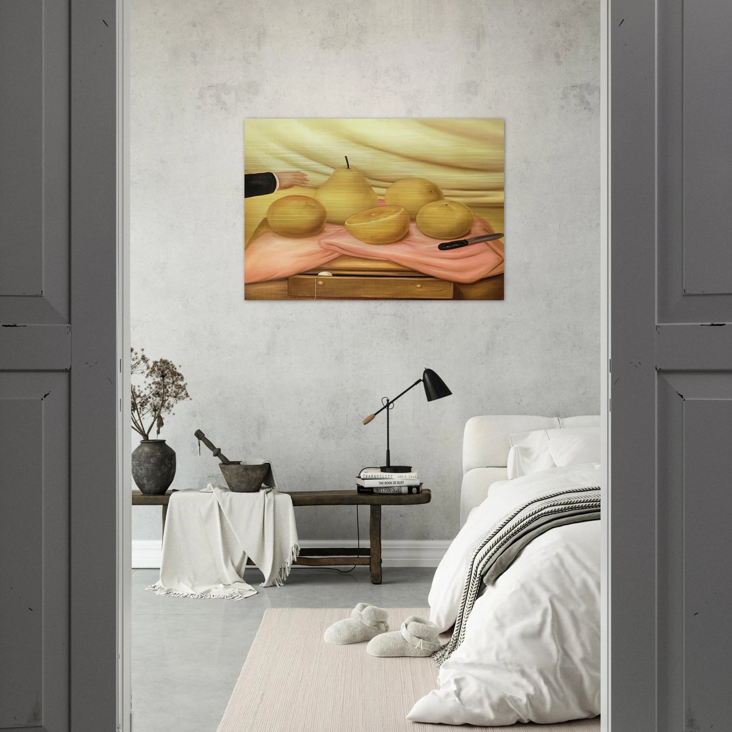 STILL LIFE WITH FRUITS - Fernando Botero Brushed Aluminum Print - 70x100 cm / 28x40 inches | Fernando Botero Aluminum Print | Fernando Botero Prints