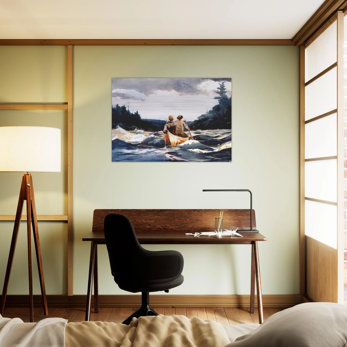 CANOE IN THE RAPIDS - Winslow Homer Brushed Aluminum Print - 70x100 cm / 28x40 inches | Winslow Homer Aluminum Print | Winslow Homer Prints