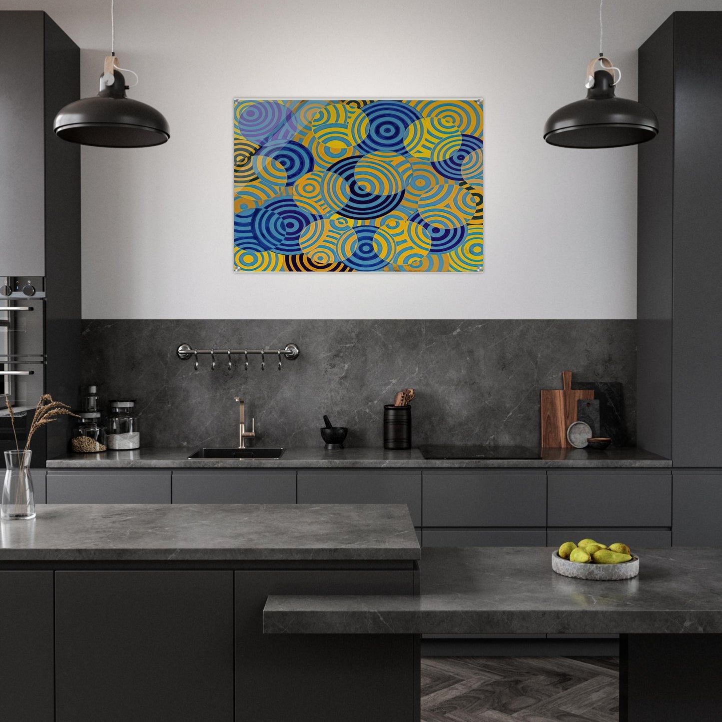 Interférences en bleu et jaune No. 642 - 1963 - Antonio Asis Acrylic Print - 70x100 cm / 28x40″ inches