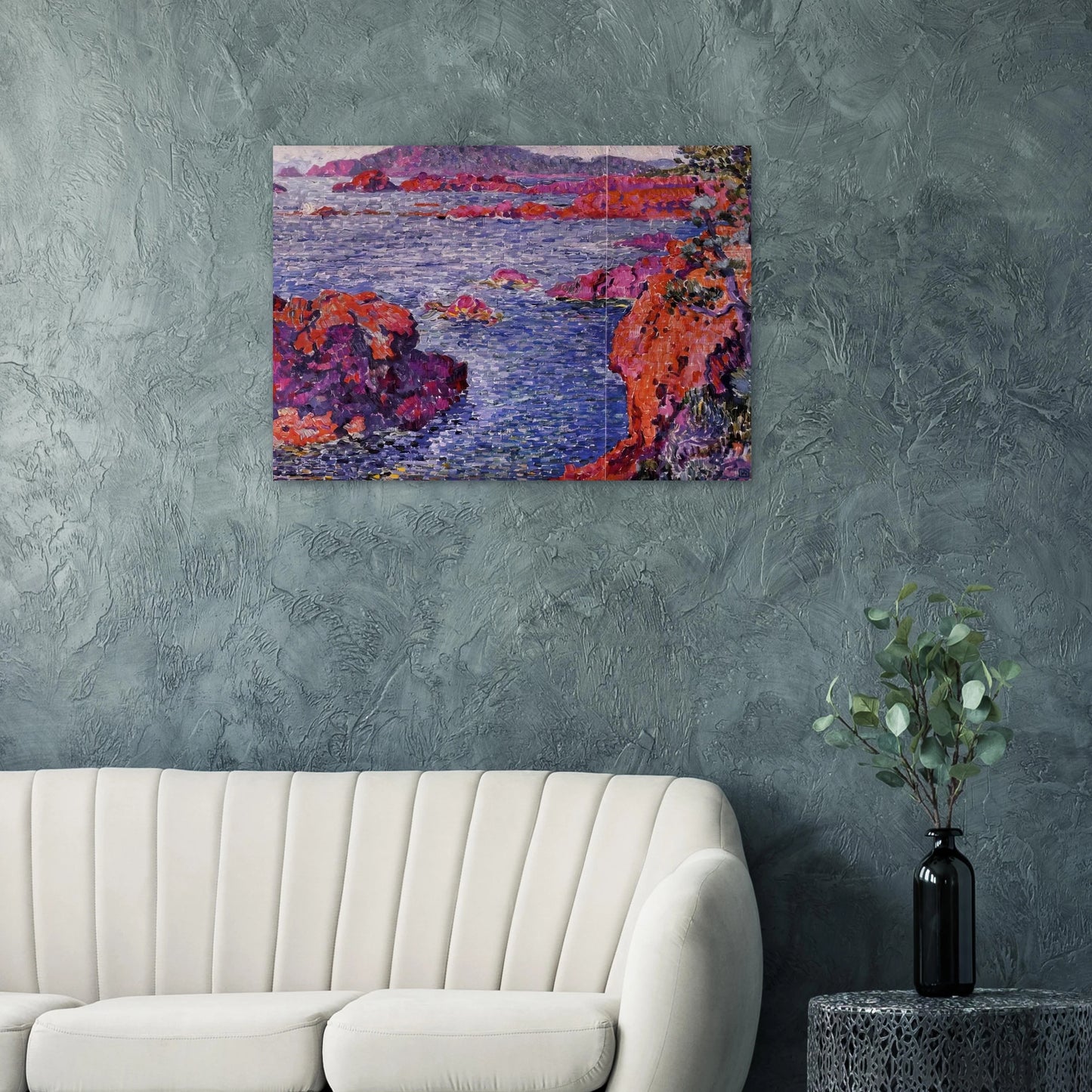 ROCKS AT ANTHEOR 1906 - Theo van Rysselberghe Brushed Aluminum Print - 70x100 cm / 28x40 inches | Theo van Rysselberghe Aluminum Print | Theo van Rysselberghe Prints