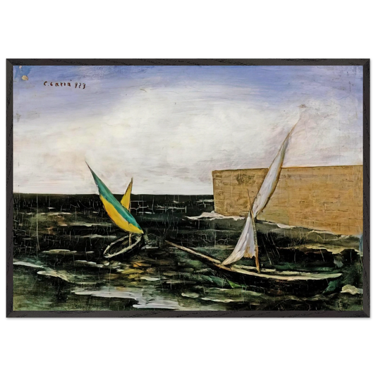 VELE NEL PORTO - Carlo Carra 70x100 cm / 28x40 inches Framed Art Print – Black Wooden Frame
