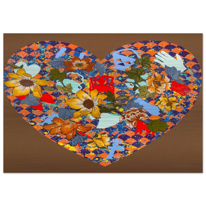 Our Stenciled Heart - 2008 - Miriam Schapiro Brushed Aluminum Print - 70x100 cm / 28x40 inches | Miriam Schapiro Aluminum Print | Miriam Schapiro Prints