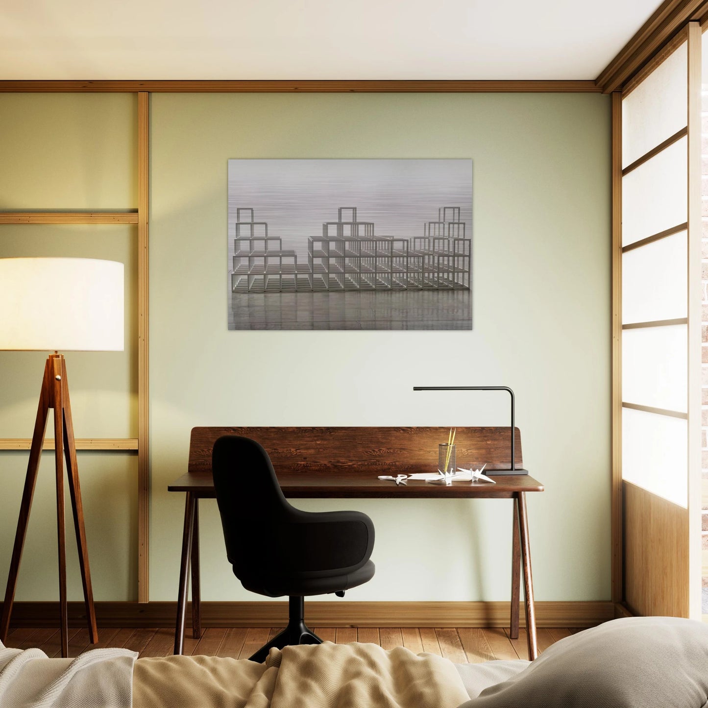Structure with Three Towers - Sol LeWitt Brushed Aluminum Print - 70x100 cm / 28x40 inches | Sol LeWitt Aluminum Print | Sol LeWitt Prints