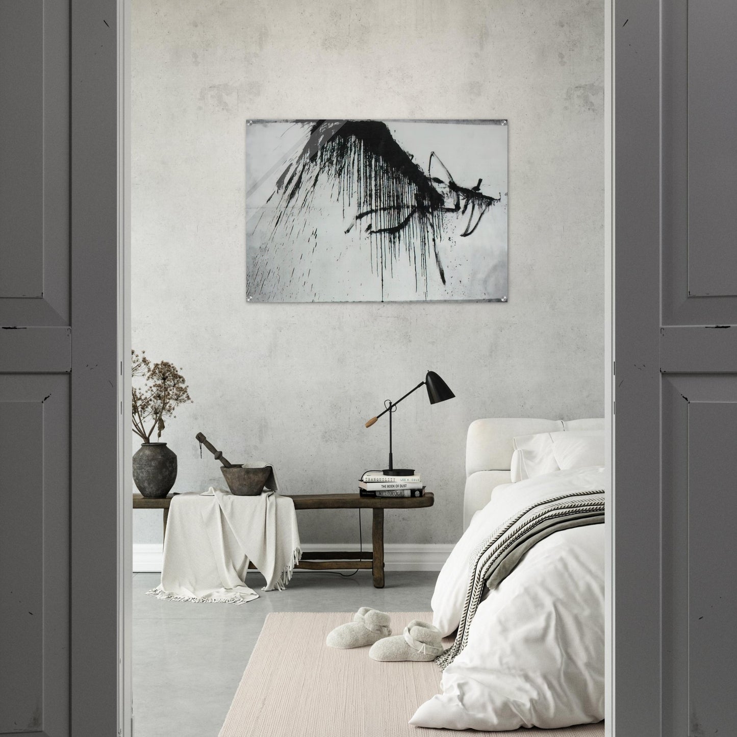 NIGHT IN THE HOTEL ABSTRACT IN BLACK AND WHITE - Salvador Dali Acrylic Print - 70x100 cm / 28x40″ inches