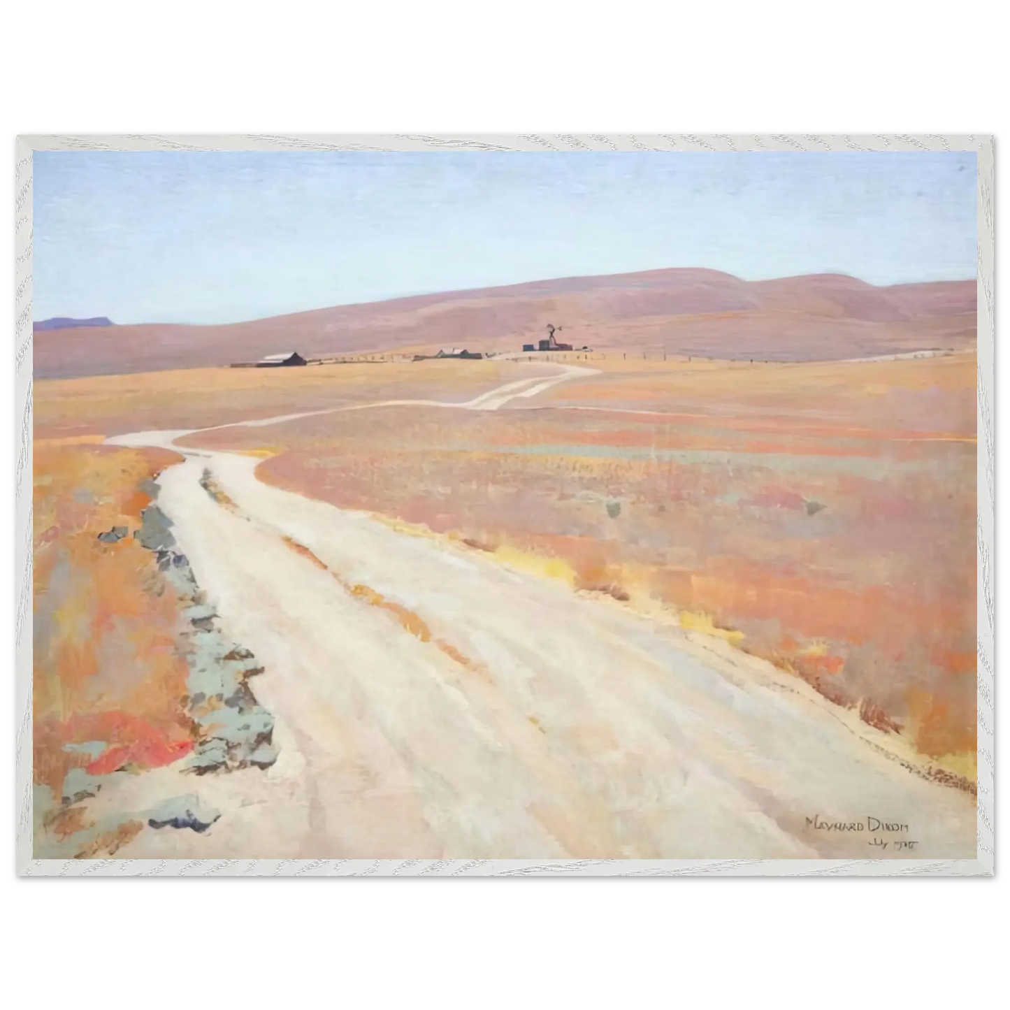 Maynard Dixon - ABANDONED RANCH 1935 Wall art - A2 (42 x 59.4  cm) - Premium Wooden Framed Poster With Fine Art Paper - White frame