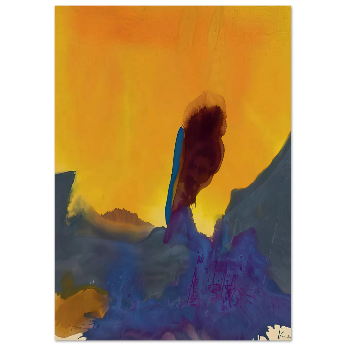 Helen Frankenthaler - Glow II - 1968 Wall art - 20x25 cm / 8x10 inches - Premium Wooden Framed Poster With Fine Art Paper-canvas - White frame