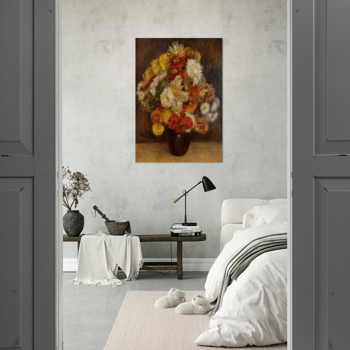 Bouquet of Chrysanthemums - Pierre-Auguste Renoir Brushed Aluminum Print - 70x100 cm / 28x40 inches | Pierre-Auguste Renoir Aluminum Print | Pierre-Auguste Renoir Prints