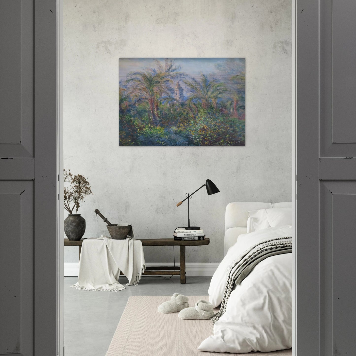 Garden in Bordighera, Impression of Morning - claude monet Brushed Aluminum Print - 70x100 cm / 28x40 inches | claude monet Aluminum Print | claude monet Prints