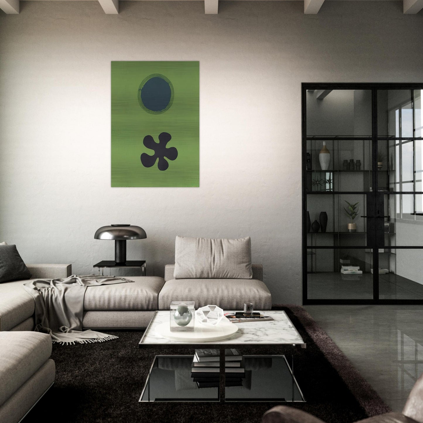 Green Ground--Black Form - 1966 - Adolph Gottlieb Brushed Aluminum Print - 70x100 cm / 28x40 inches | Adolph Gottlieb Aluminum Print | Adolph Gottlieb Prints