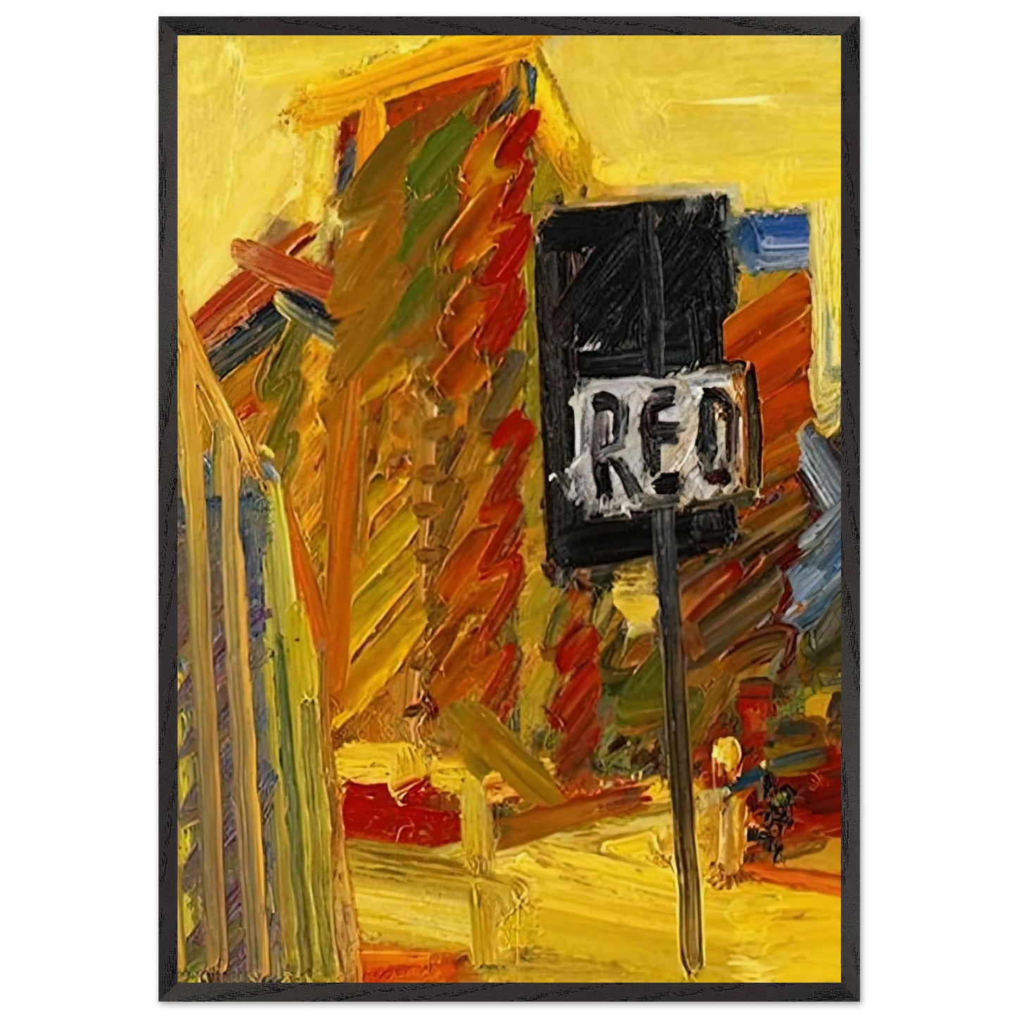 TOWER BLOCKS - Frank Auerbach 70x100 cm / 28x40 inches Framed Art Print – Black Wooden Frame