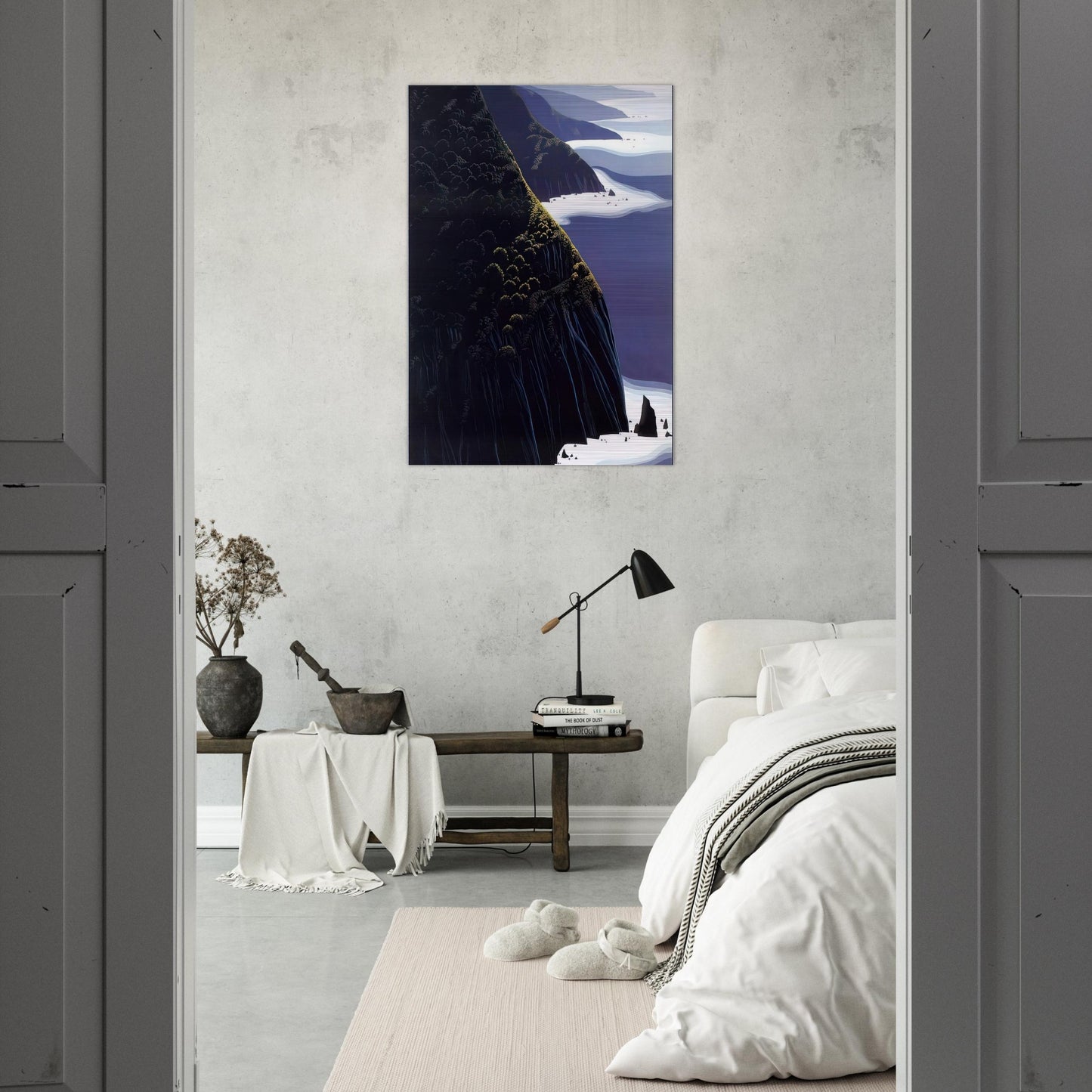 Gray Big Sur - Eyvind Earle Brushed Aluminum Print - 70x100 cm / 28x40 inches | Eyvind Earle Aluminum Print | Eyvind Earle Prints