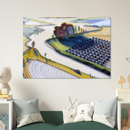Flatland River - 1997 - Wayne Thiebaud Acrylic Print - 70x100 cm / 28x40″ inches